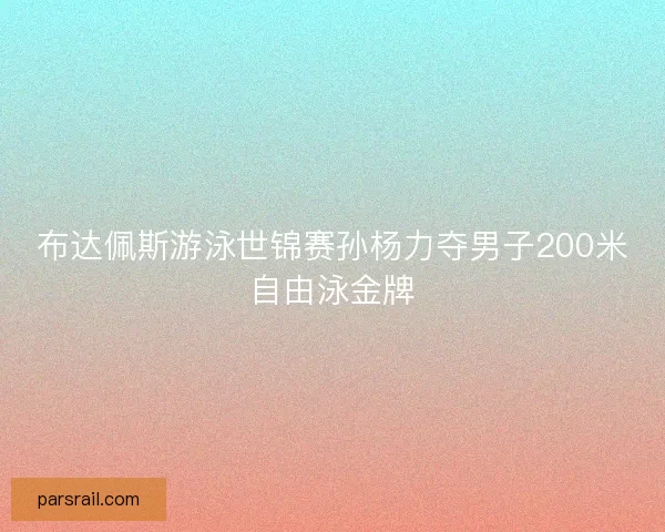 布达佩斯游泳世锦赛孙杨力夺男子200米自由泳金牌